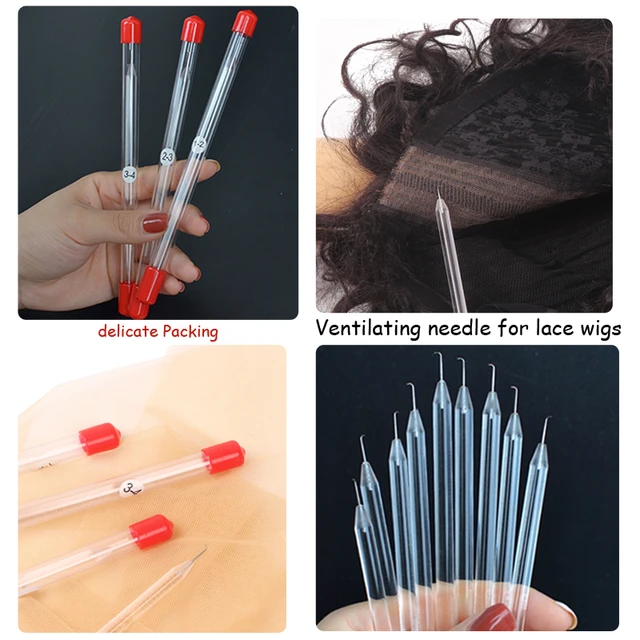  Ventilating Needle Set for Making Lace Wig Include 3 Swiss Lace  Net Closure Base and 1 Wig Needle Holder with 4 Needles