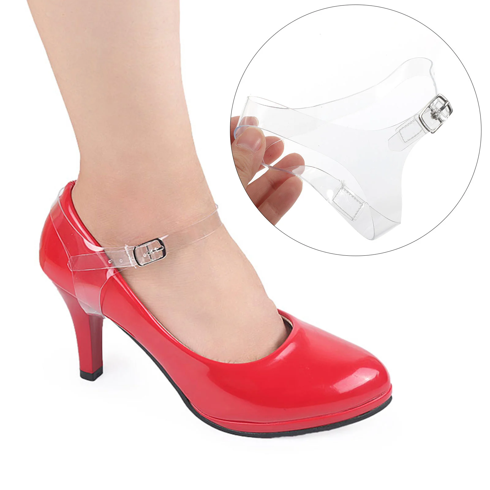 

3 Pairs Detachable Anti Shoe Straps with Buckle Clear Invisible High Heel Shoe Ankle Straps Shoelace Accessories