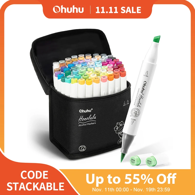 Ohuhu ホノルルマーカーペンセット カラーマーカー アルコールアート