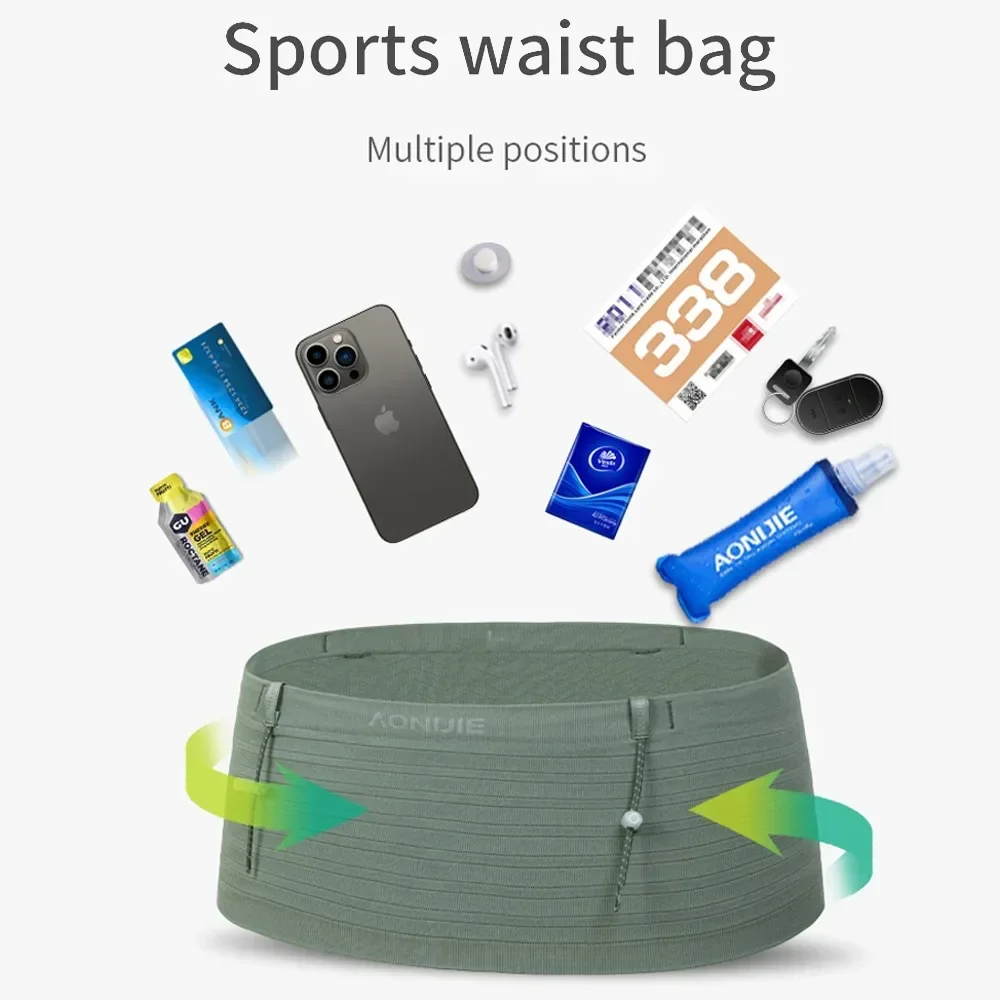 AONIJIE-Woven Elastic Sports Waist Bag Pack Running Race Number Belt Triathlon Marathon Race Cycling Mountaineering W8116 2