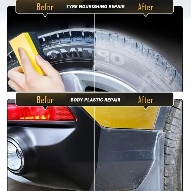 Car Tire Repair Kit & Panel Renewal Wax Coating Agent Car Plastic Back To Black Shine Gloss Long-Lasting Tire Polish Wax 4