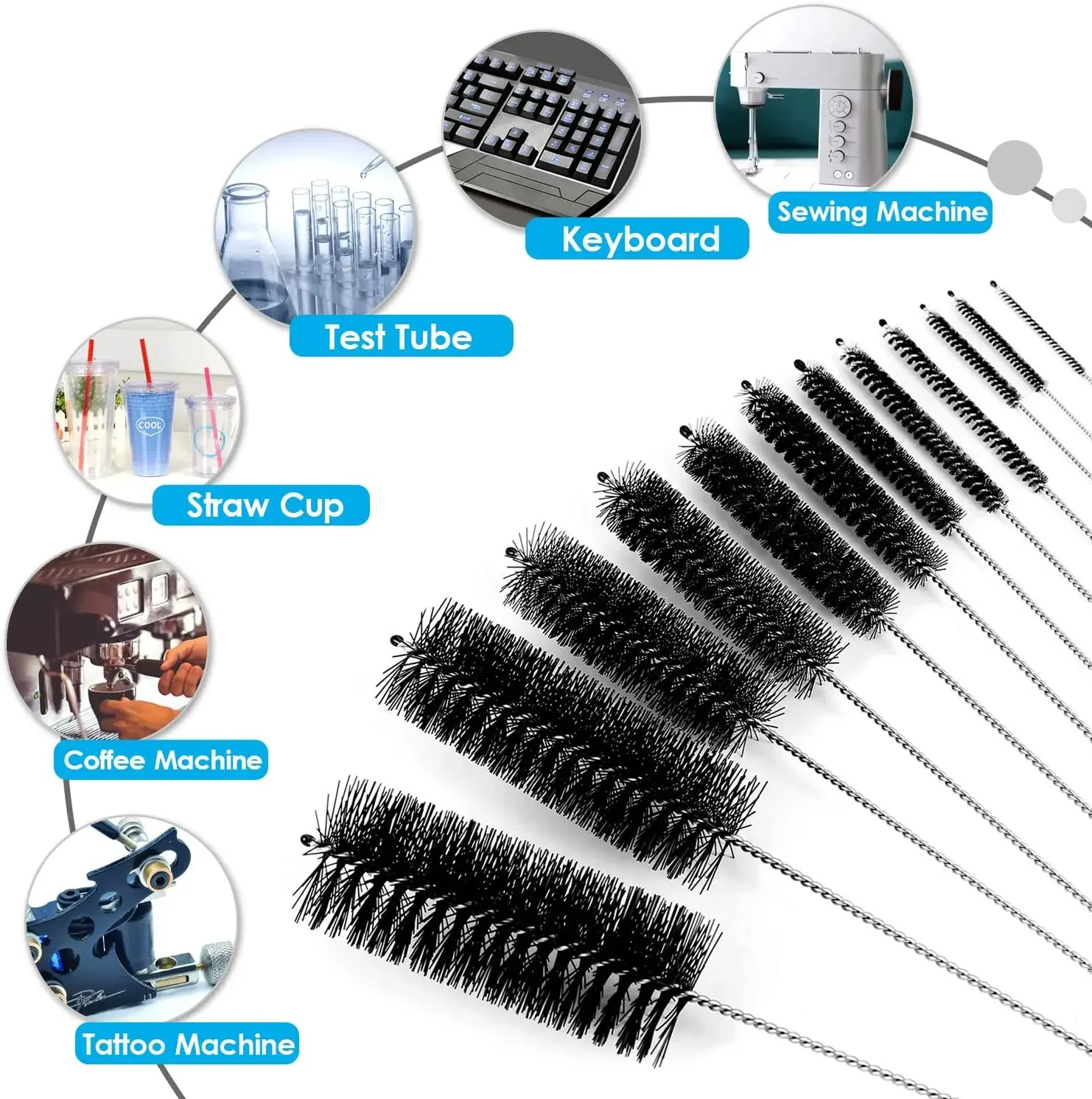 Magnetic Pipe Cleaner 10pcs 8.2Inch Straw Brush Kettle Spout Brush Pipe Cleaner Teapot Nozzle Set Bottle Tube Glasses Straw Cleaning