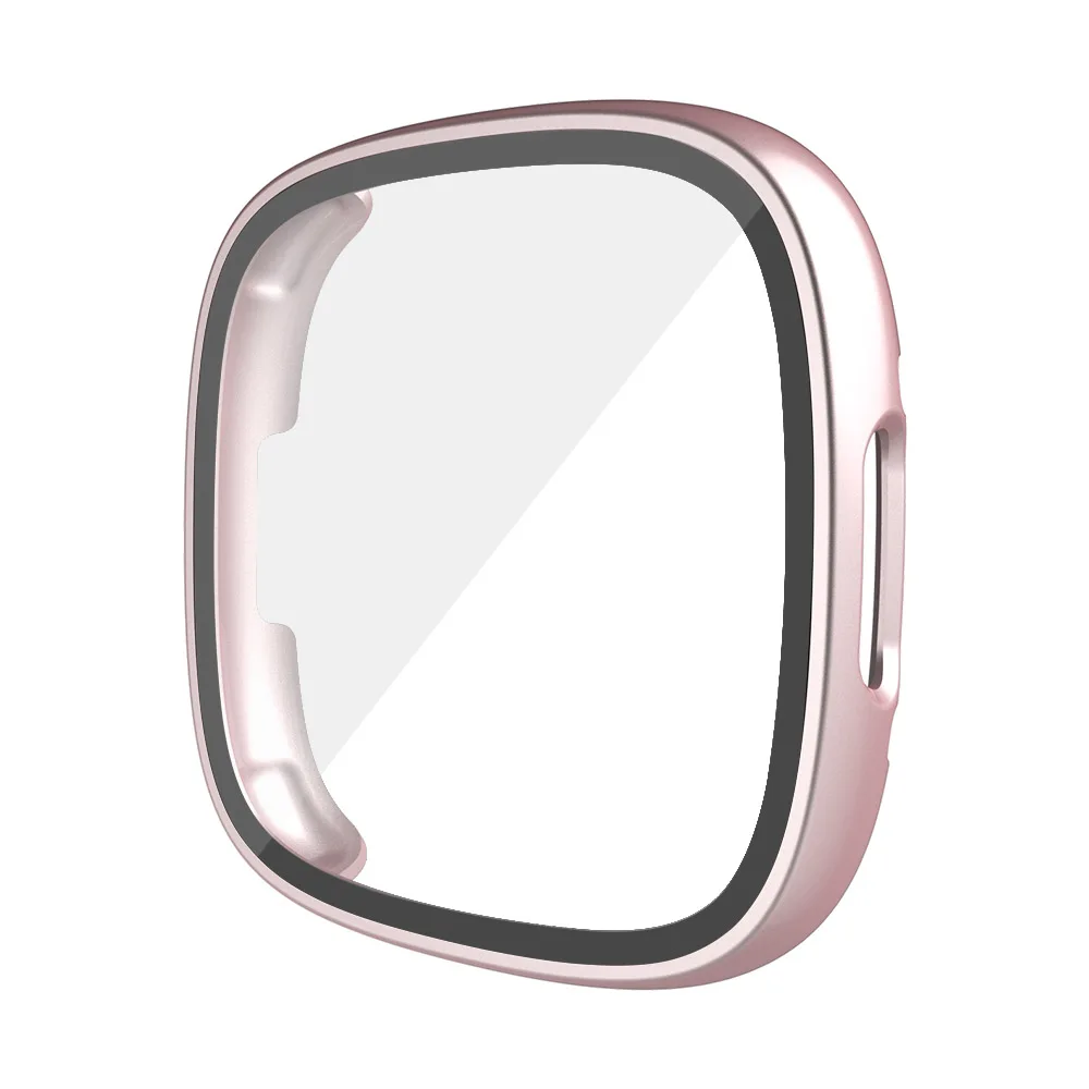 Enhanced Full Coverage Screen Protector Case for Fitbit Smartwatches - Durable PC Material with Glass Protection