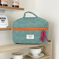 Quilted Plaid Girls Cosmetic Bags Retro Ladies Clutch Pencil Case Coin Purse Portable Travel Female Toiletry Storage Bag Handbag 1
