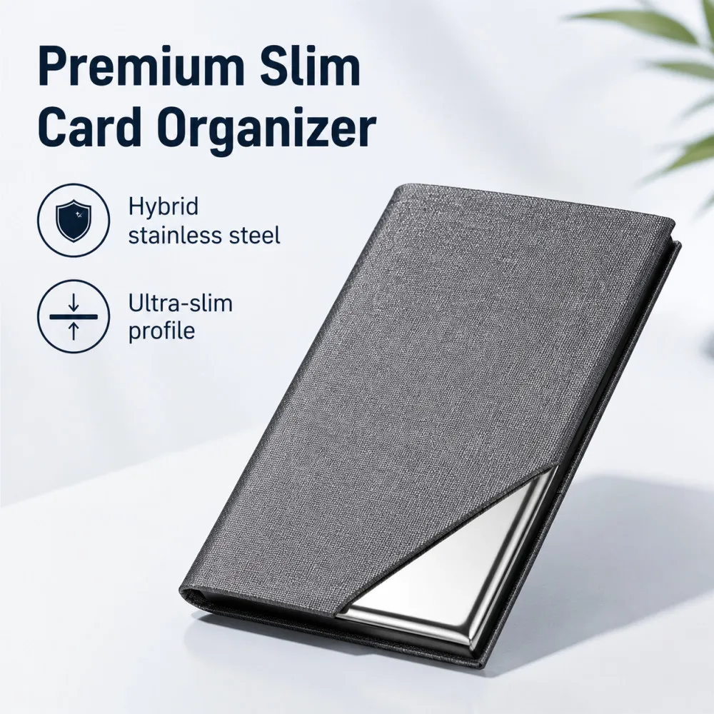 Luxury PU Leather Card Holder Wallet with Metal Accent