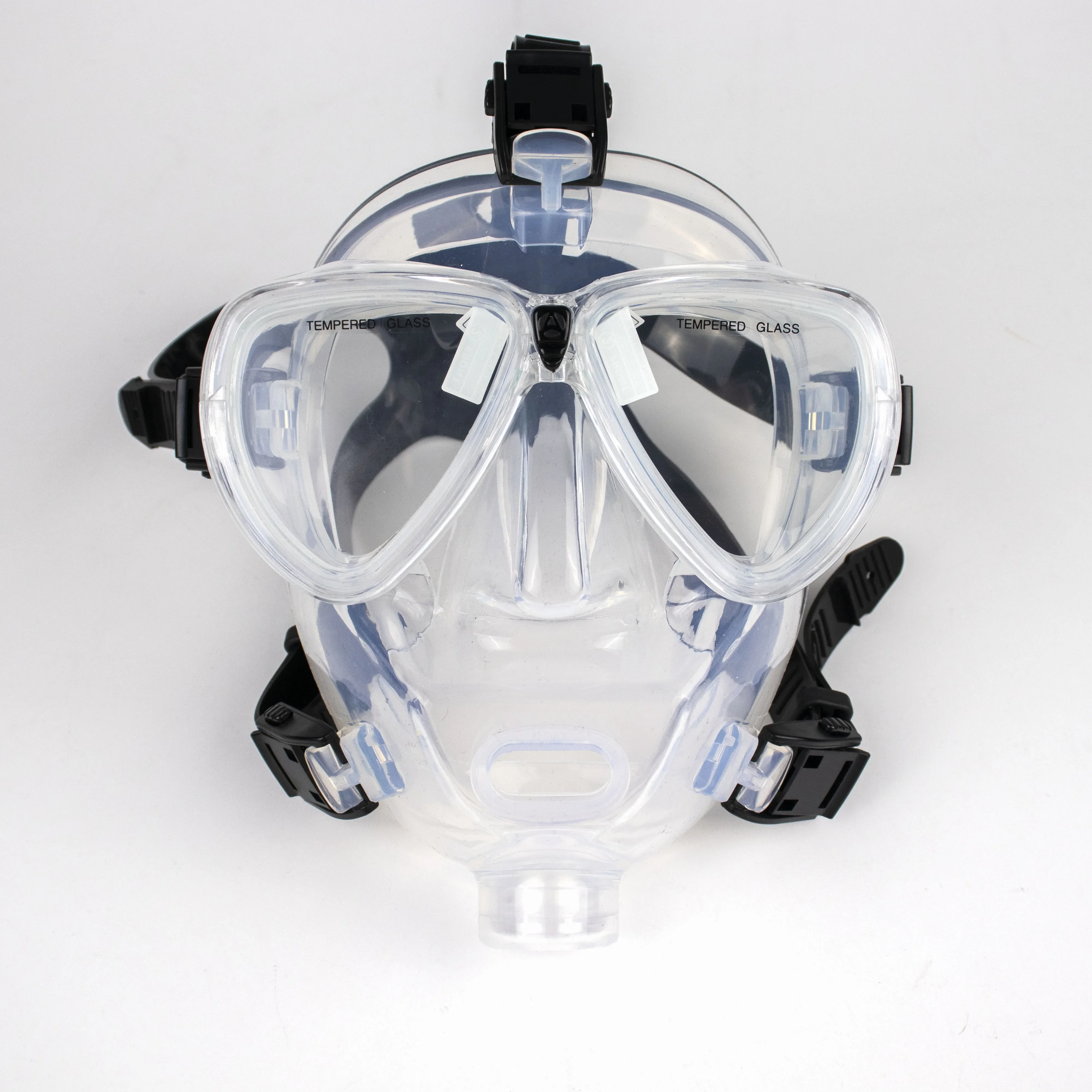 Anti Fog Silicone Dive Equipment Tempered Glass Full Face Diving Mask Scuba Diving Mask with Second Stage and Waterproof Case