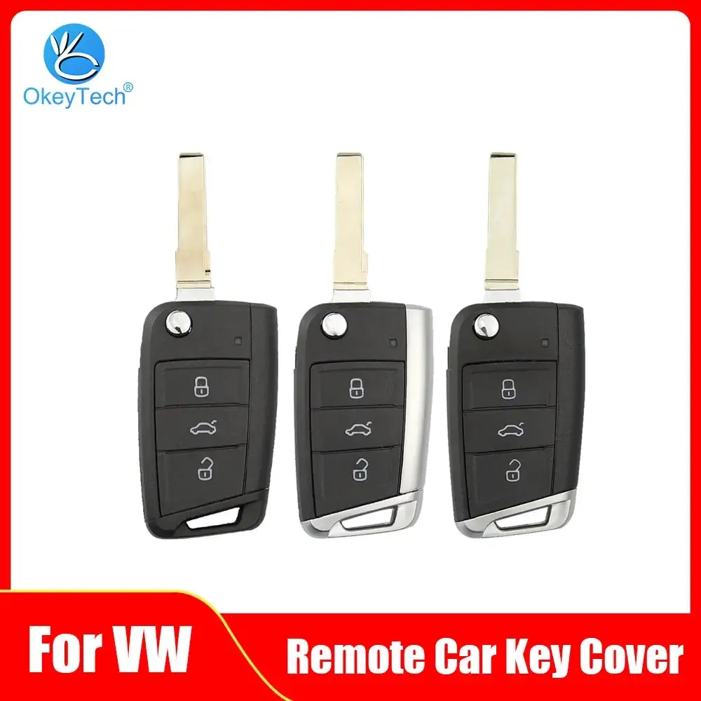 Remote Car Key Shell Case 3 Buttons Metal Edge For Volkswagen VW Golf 7 GTI MK7 Skoda Octavia A7 Seat key case