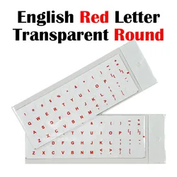 Multilingual Transparent Keyboard Sticker Set with White Letters - Black, Green, Red Options (EN R Red)
