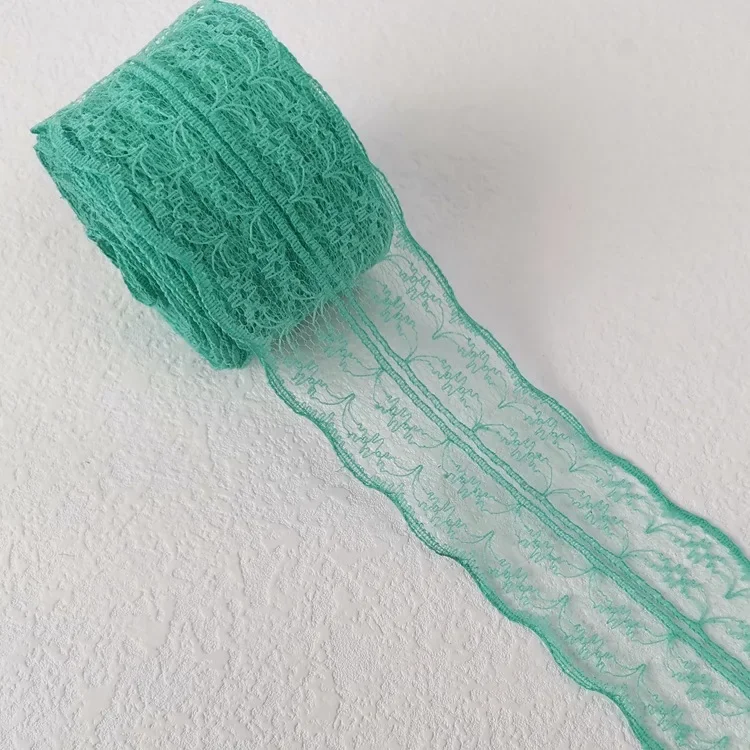 Elegant Metallic Lace Ribbon – 10m Embroidered Trim for Sewing, Crafting, & Decorative Projects