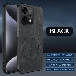 Napa - Textured Magnetic Shockproof Silicone Leather Case with MagSafe Compatibility for Oppo Reno14 Pro (Black)