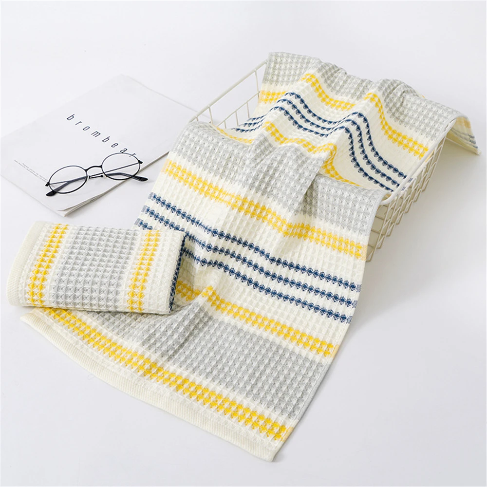 Bath Towels for Japan Style Waffle Stripe Hand Face Set for Adult Children 70*140 33*74