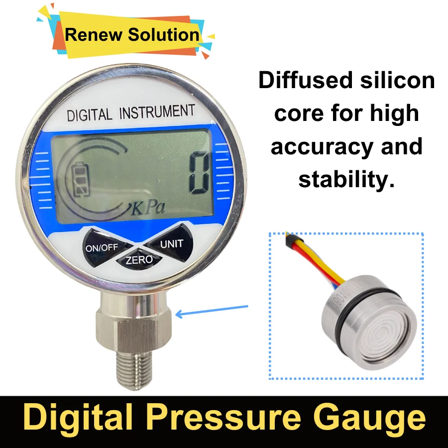 0-100Mpa Csutomized LCD Digital Hydraulic Pressure Gauge 60mm SS304 Oil Fuel Water Pressure Meter 40Mpa 6Mpa 100Kpa 500Kpa