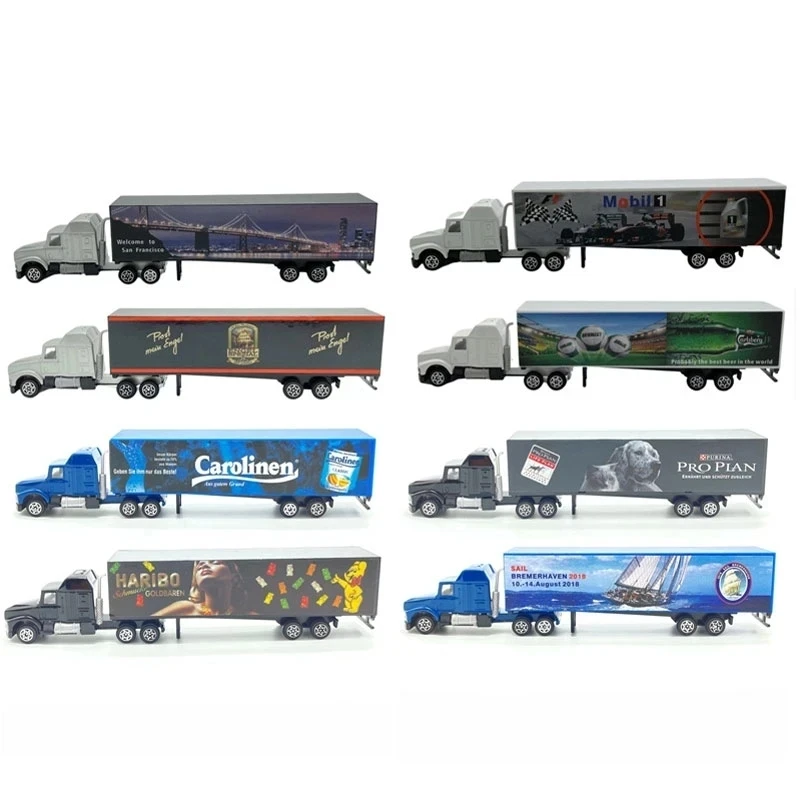 1/87 HO Scale Car Model Container Truck Model Train Scene Miniature Collection Sand Table Landscape Hobby Toys Children Gifts 1 87 ho scale metal mining car train model track train tramcar model train scene miniature collection sand table landscape