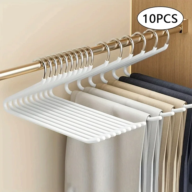 10pcs Space-saving Goose Z-shaped Pants Hanger Durable Metal Material Multi-functional Pant Storage Household Supplies
