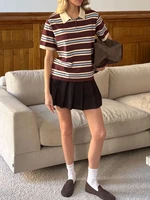 Hirsionsan Polo Neck T Shirt Women Soft Chic Tees 95% Cotton Jumper Clothes Loose Casual Pullover 2025 Summer New Crop Tops - Image 5