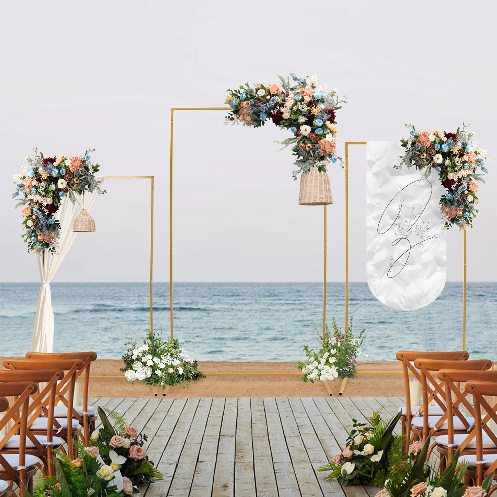 3Pcs Rectangular Balloon Arch Metal Backdrop Stands Flower Stands for Wedding Background Party Decor wedding arch stand party arch set wedding arch set balloon arch kit wedding flower stand