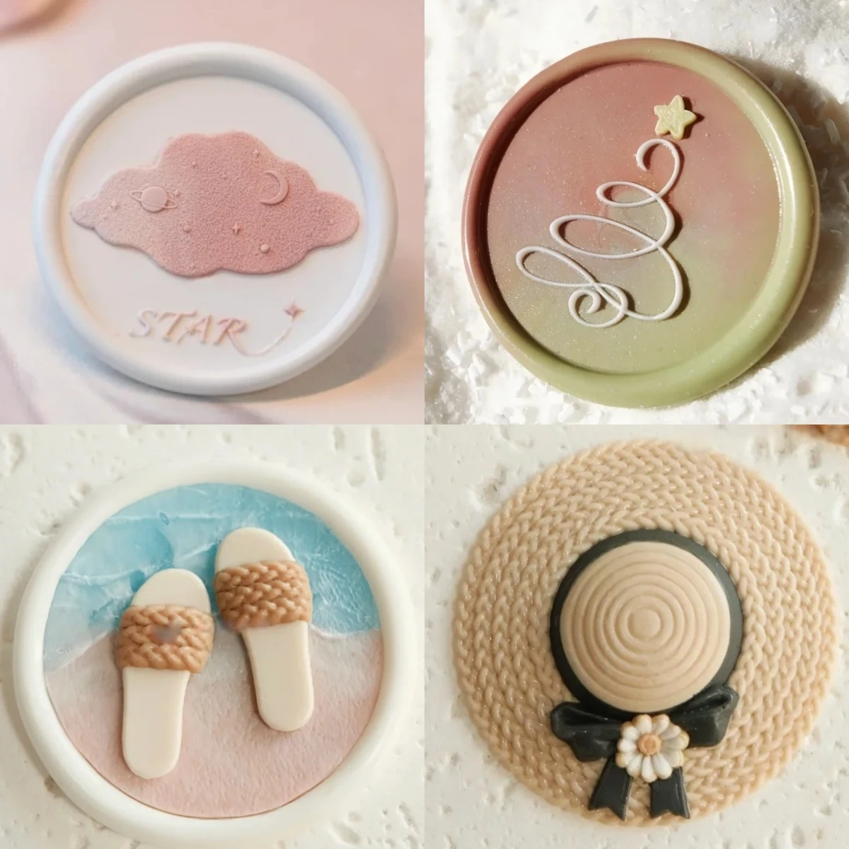 Self Ink Stamps Fire Seal Stamp Head Squeeze Rose Maple Leaf Christmas Hat Special Brass Head Embossed Stamp Toy Envelope Seal gift
