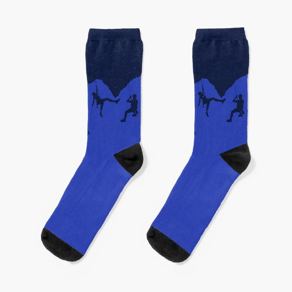 Rock Climbing Blue Abseiling Silhouette Design Socks loose socks funny gift new in's socks sports and leisure Men Socks Women's soccer captain armband fastener tape design wear resistant non slip soft texture kids sports soccer basketball captain armband