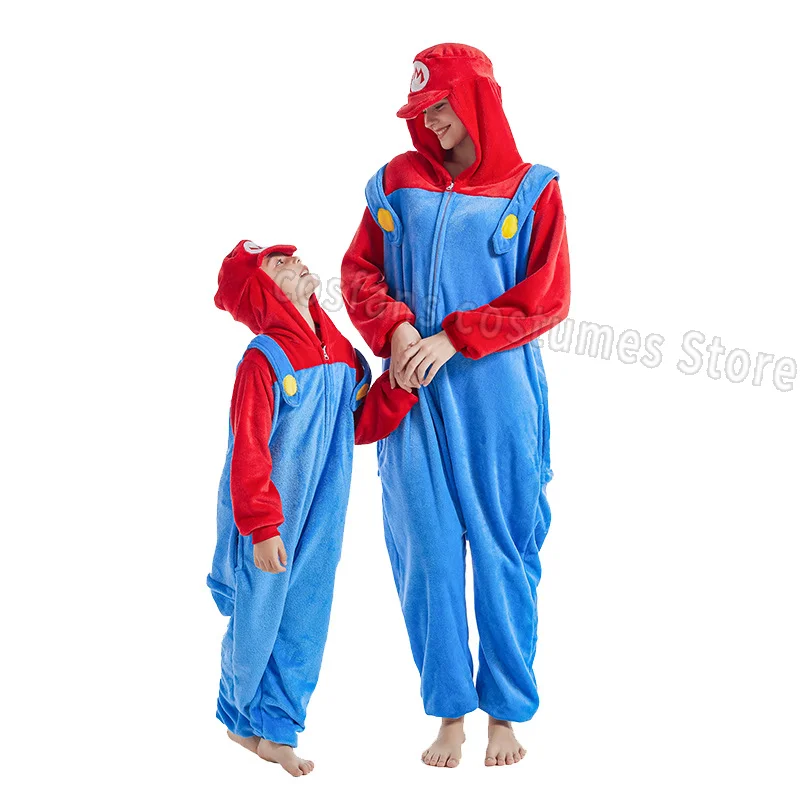 Anime game Luigi Super Mario cosplay costume Kigurumi adult unisex pajamas flannel jumpsuit pajamas jumpsuit