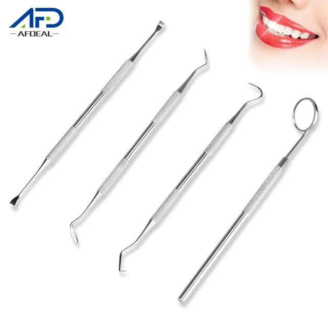 4pcs/Set Tartar Scraper Scaler Plaque Remover Teeth Cleaning Tool Dentist Dental Hygiene Kit Dental Calculus Remover Oral Care 1
