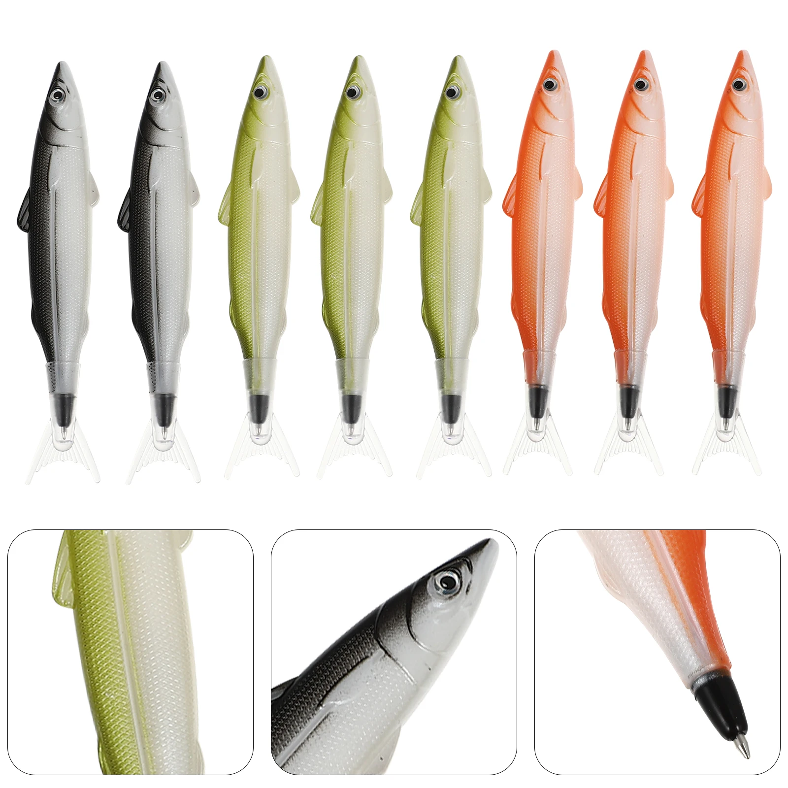 8pcs Fish Design Ballpoint Pens Cartoon Simulation Creative Signing Pens Student Stationery School Supplies (Mixed Pattern)