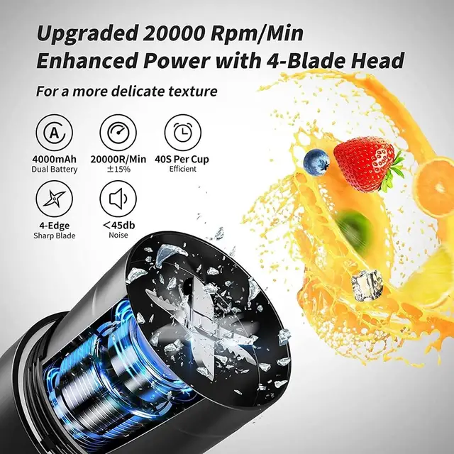 New Portable Blender Juicer Type-C Charging Personal Smoothie Blender Fresh Juice Mixer Machine Sport Travel Shakes Stirr - Image 5