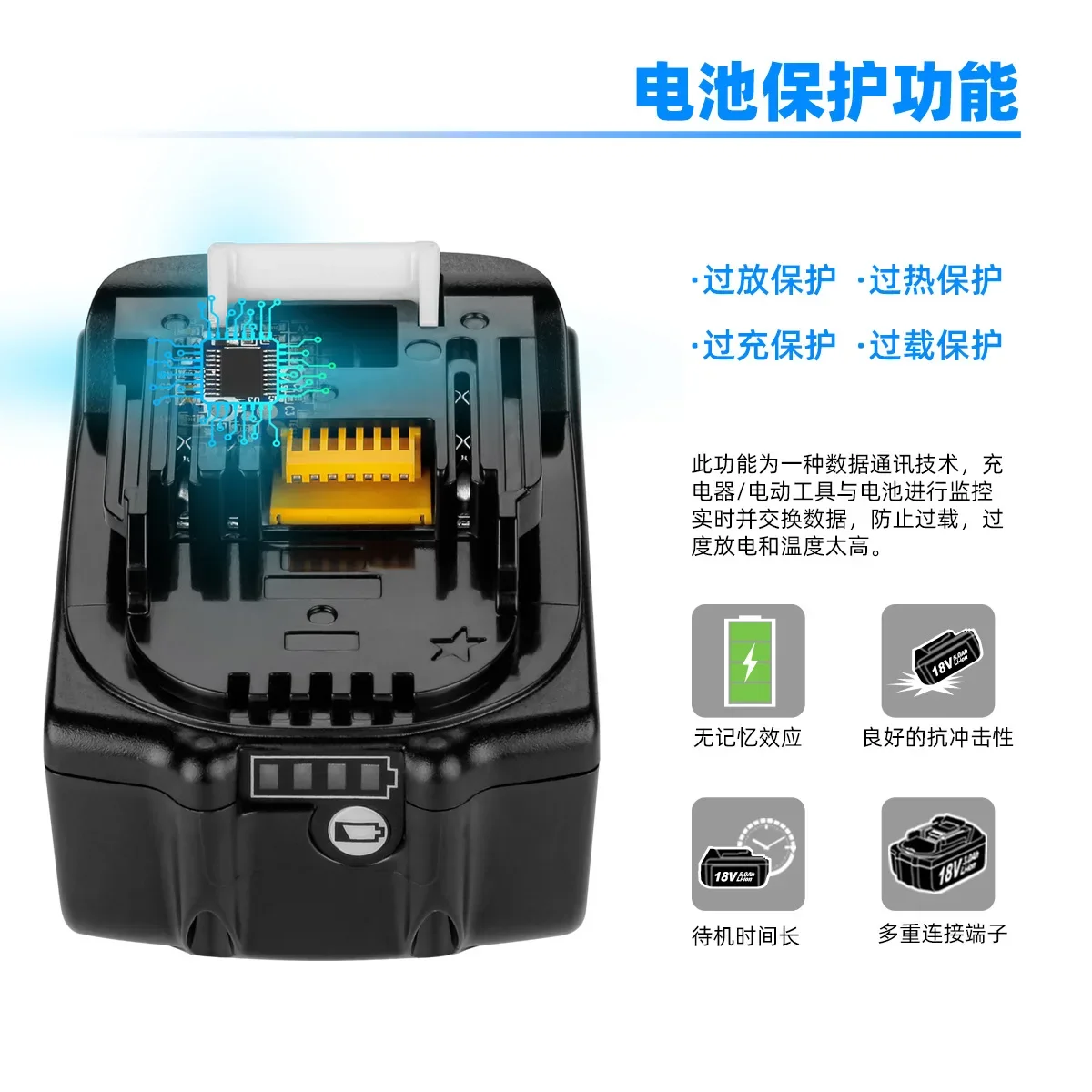 Power Tool Battery Rechargeable Lithium Batteries 18V 6000mAh Makita Battery with LED Li-ion Replacement LXT BL1860B BL1860 BL1850 For Makita