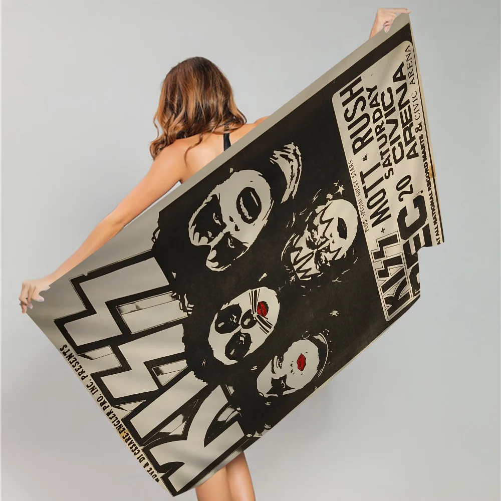 Kiss Band Microfiber Printed Beach Towel Mountain Climbing Yoga Beach Swimming Running Absorbent Soft Towel 6