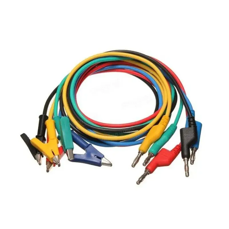 5Pcs 1M 4mm Silicone Banana Plug to Crocodile Alligator Clip Test Probe Lead Wire Cable Electrical Laboratory Electric Testing
