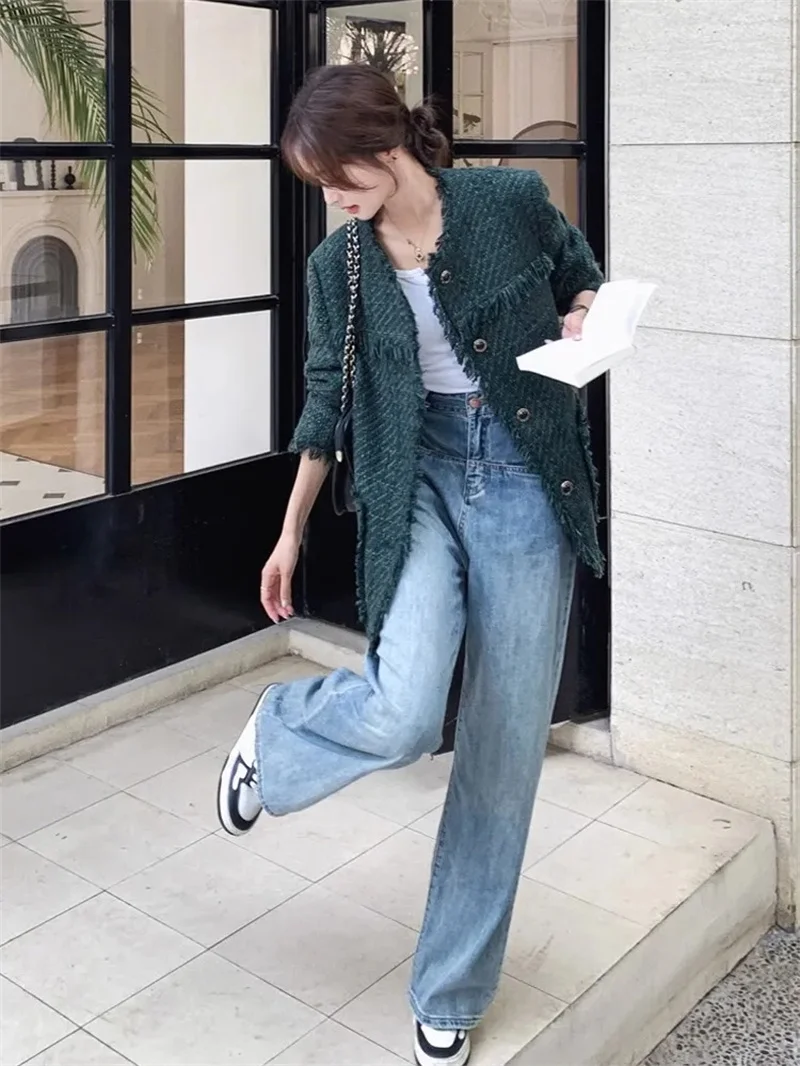 Leisure and Fragrant Coat for Women's Spring Autumn 2024 New Exquisite and Elegant Style High Grade Retro Fur Edge Top Commuting