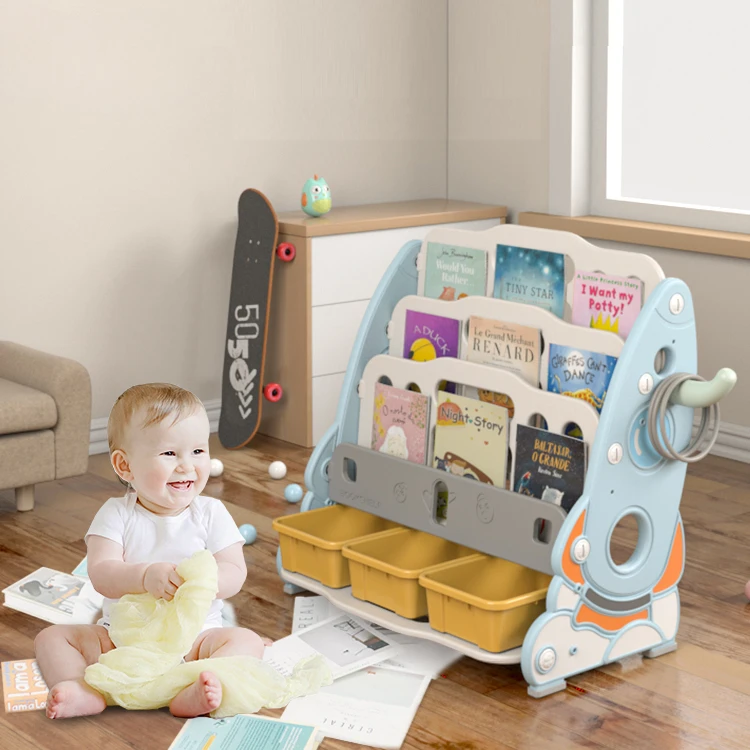 Colorful New Type Safety Children Animal Series Plastic Bookshelf Toy Storage Box Bookcase for Kids