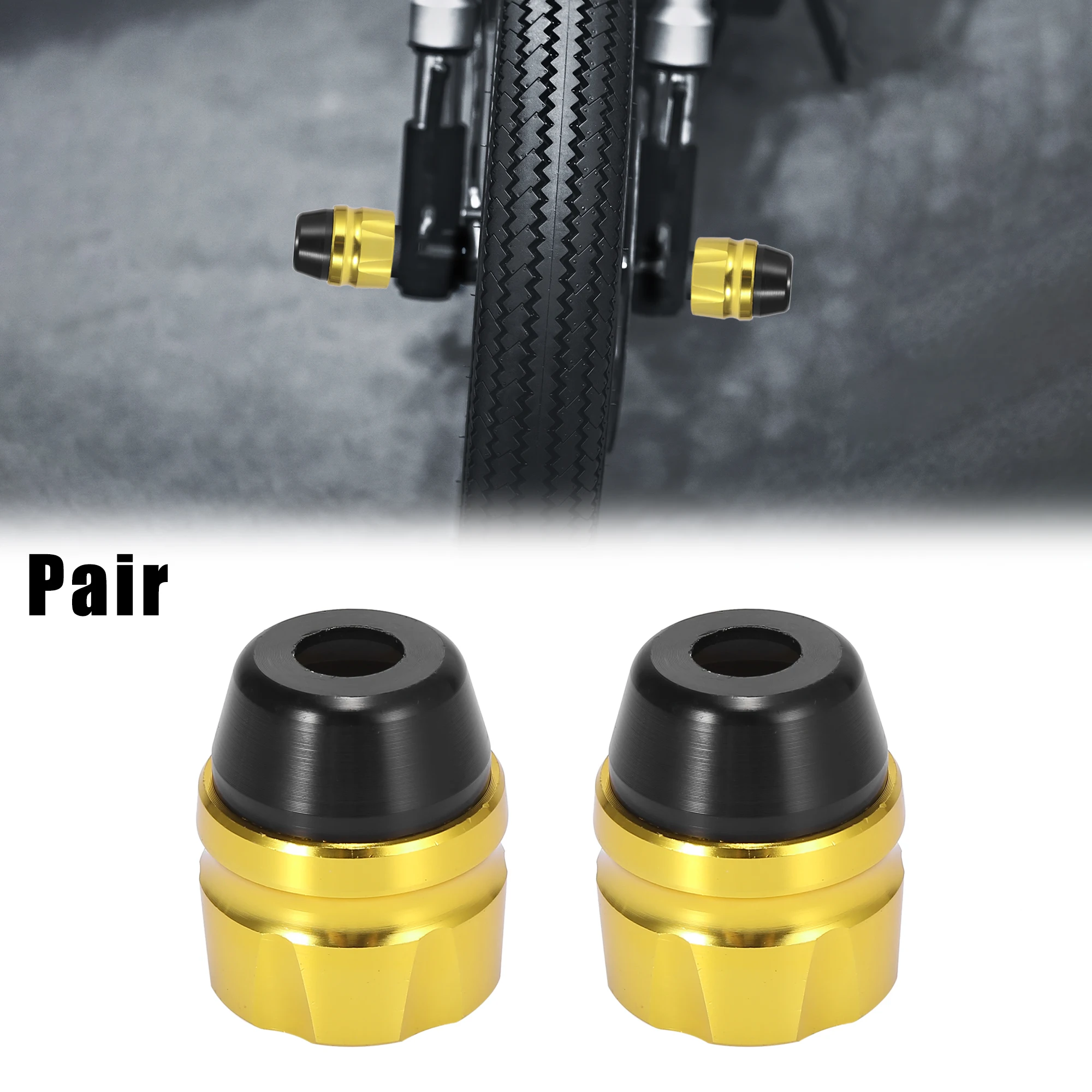 

Motoforti 1Pair Wheel Protection Motorcycle Modification Front Fork Frame Wheel Sliders Crash Pad Protection Caps Gold Tone