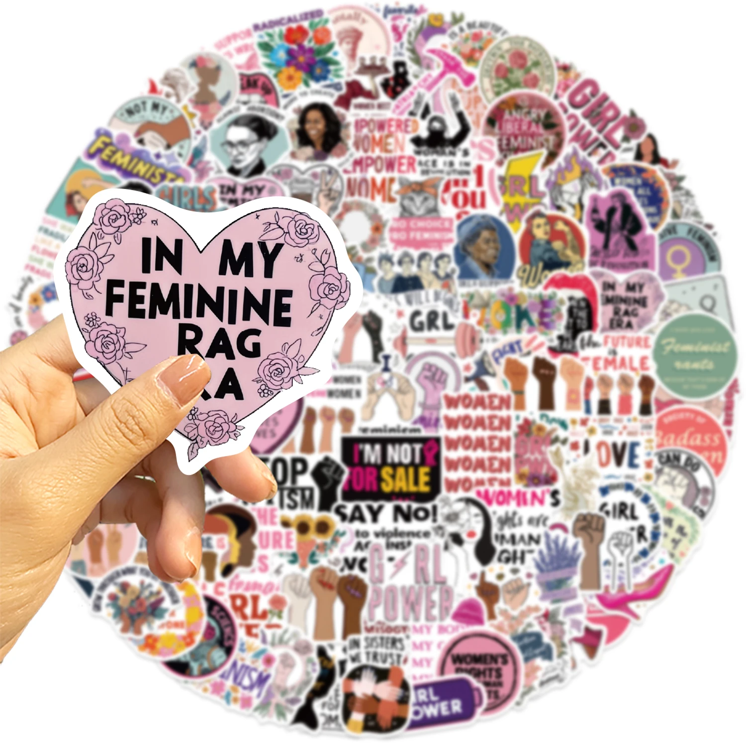 Pink Feminism Inspirational Quotes Stickers Set - 200PCS