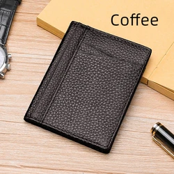 Slim Genuine Leather Men's Mini Wallet with 8 Card Slots and ID Holder (Coffee)