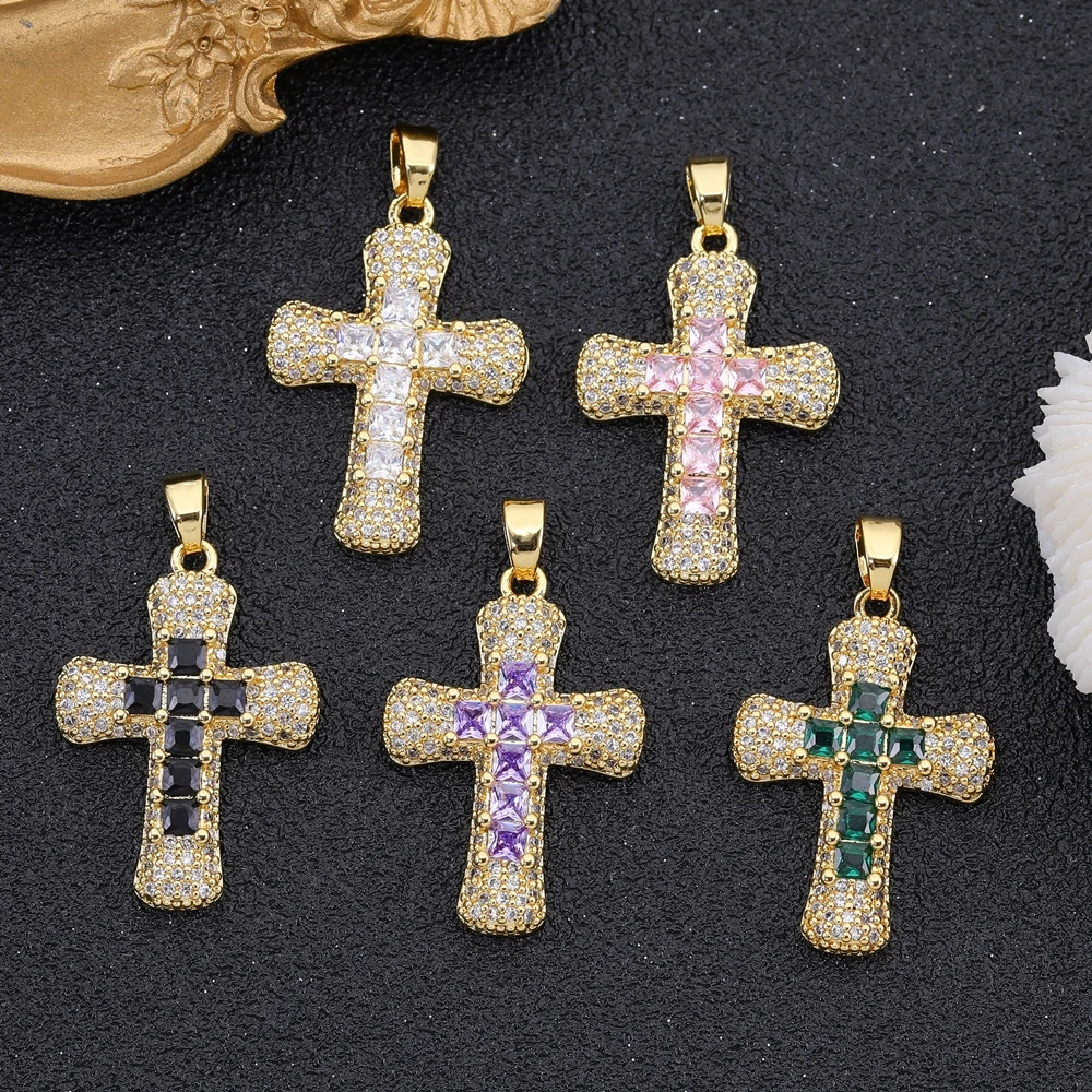 Juya handgemachte 18K echt vergoldete Dekorationen Emaille Evil Eye katholische christliche Kreuz Charms für DIY religiöse Schmuckherstellung – Detail 11