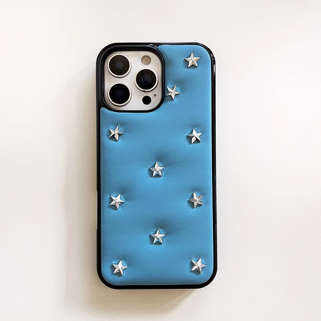 Elegant Silver Stars Leather Shockproof Phone Case - Full Screen Protective Cover