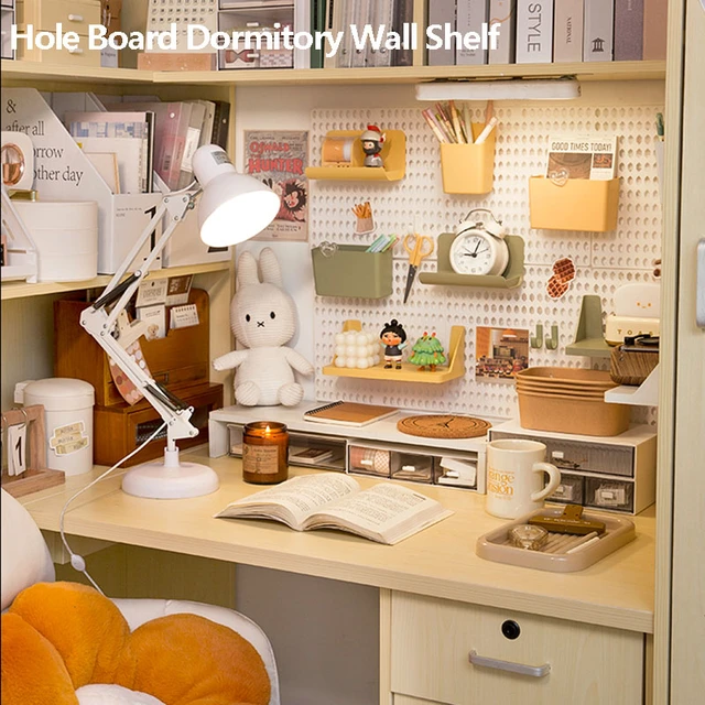 Hole Board Wall Shelves No Punch Student Dormitory Stationery Sundries  Wall-mounted Storage Box Bedroom Deco Shelves Organizer - AliExpress