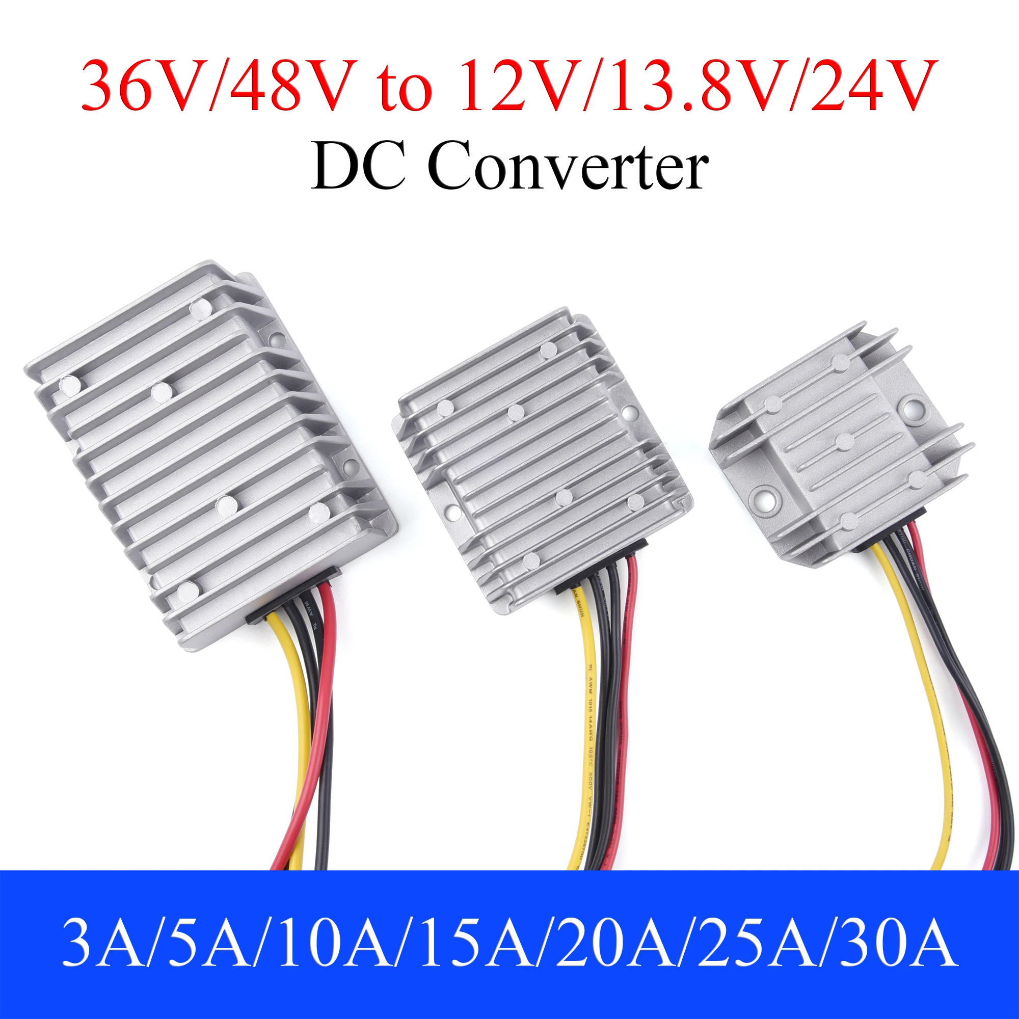 Step Down Módulo de Alimentação de Tensão para Carro Power Converter Buck Regulator 36v 48v a 12v 13.8v 24v dc 3a 5a 10a 15a 20a 25v 30a