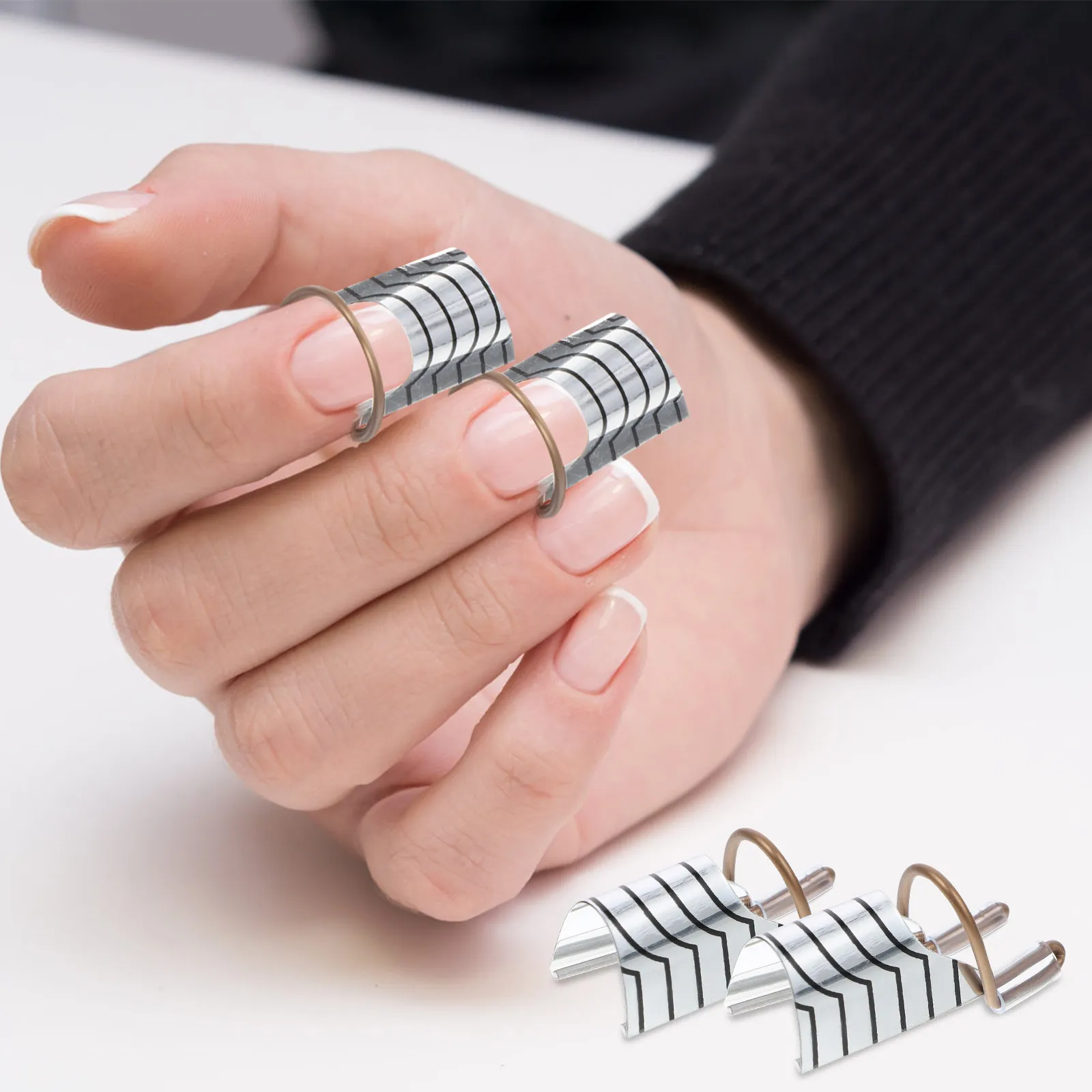 10개 네일 포일 아트 재사용 가능한 알루미늄 네일 폼 (프렌치 연장 및 큐티클 제거용) 전문 매니큐어 도구 (가정용)