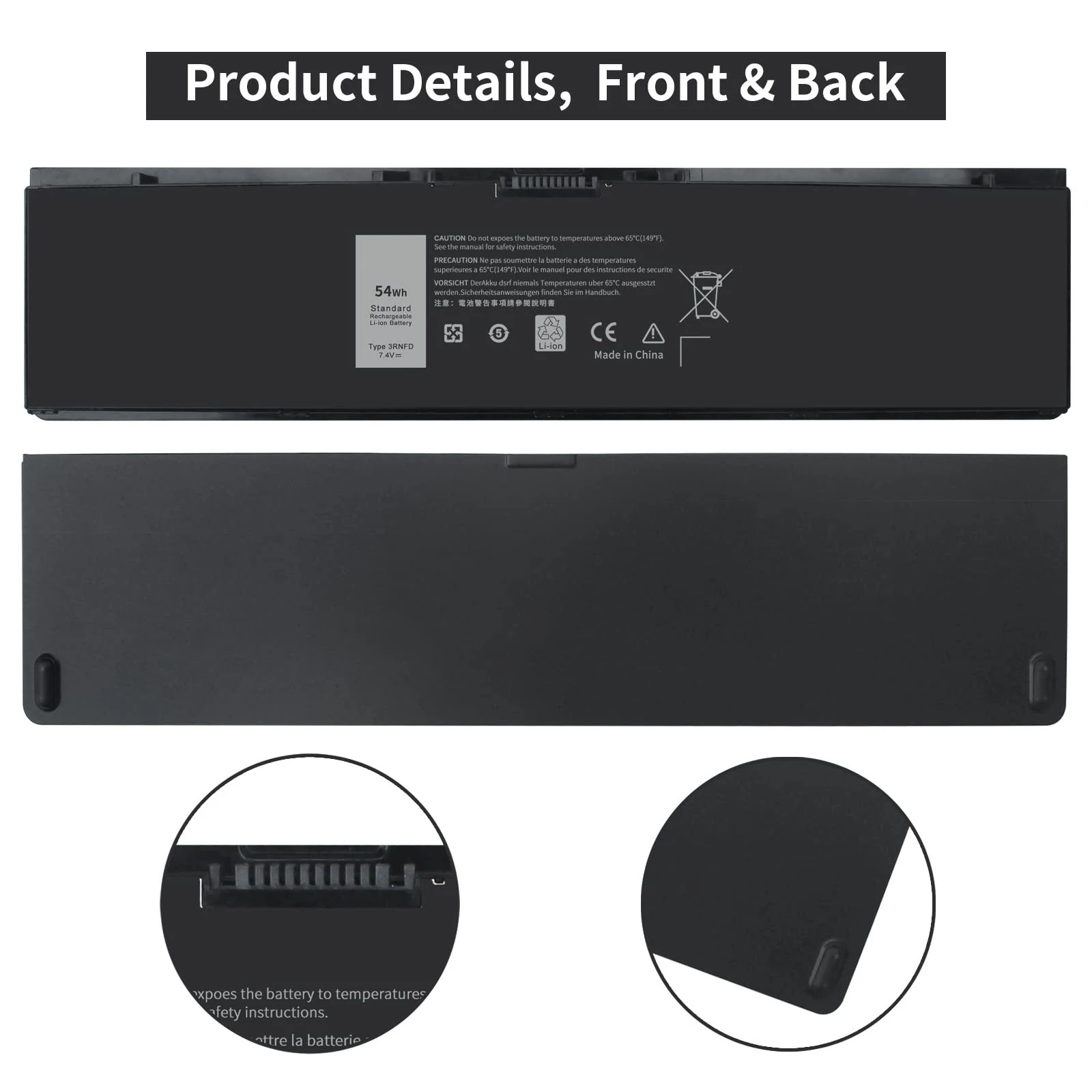 High Capacity 54Wh E7440 3RNFD Battery Replacement for Dell Latitude 14 E7450 E7420 Series Laptop V8XN3 34GKR 451-BBOG BBFV 7.4V laptop battery