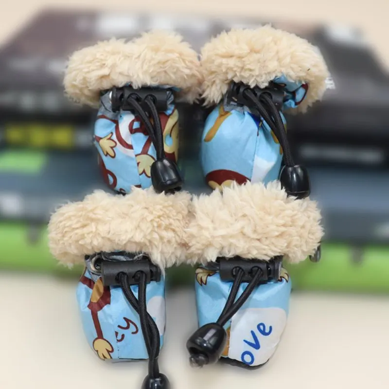 Title 6, 4PCS Dog Shoes Winter Super Warm Cotton Shoes A...