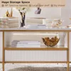 Modern Luxury Fluted Coffee Table, 48" Oval Coffees Tables with Drawer, Faux Marble Top, Curved Profile Design,Coffee Table 5