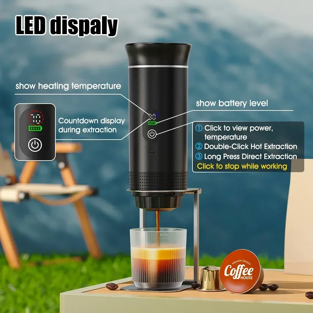 Portable Espresso Coffee Machine With Digital Display 3-in-1 Capsule Coffee Maker for Car & Home Camping Coffee Maker 1 Portable Espresso Coffee Machine With Digital Display 3-in-1 Capsule Coffee Maker for Car & Home Camping Coffee Maker 1