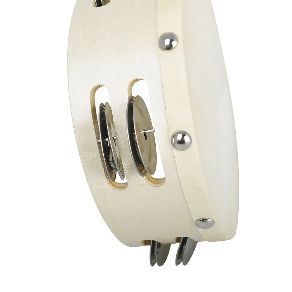 Tambourine Children Enlightenment Puzzle Music Toy Double-deck HandHeld Drum Sheepskin Panel Percussion Instrument 8/10 Inch