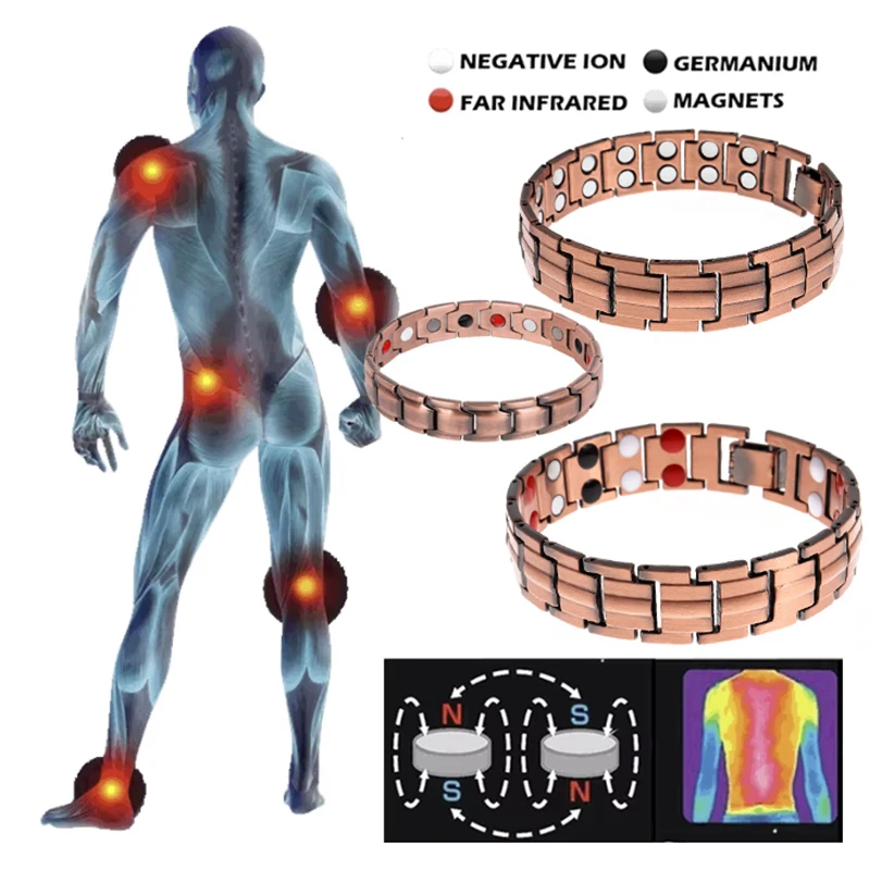 Heilendes Gesundheitsarmband aus Kupfer mit Magnet für Männer, Arthritis-Schmerzlinderung, Bio-Energie-Blutdruck-Armband, Gesundheits-Armreif, Schmuck