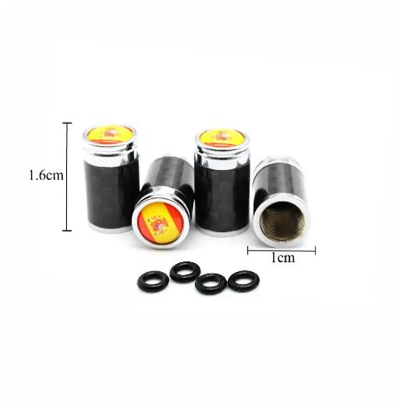 4pcs/lot Car Style Spain Flag Car Wheel Tyre Tire Stem Air Valve Cap Airtight Cover For Decoration Cars Accessories