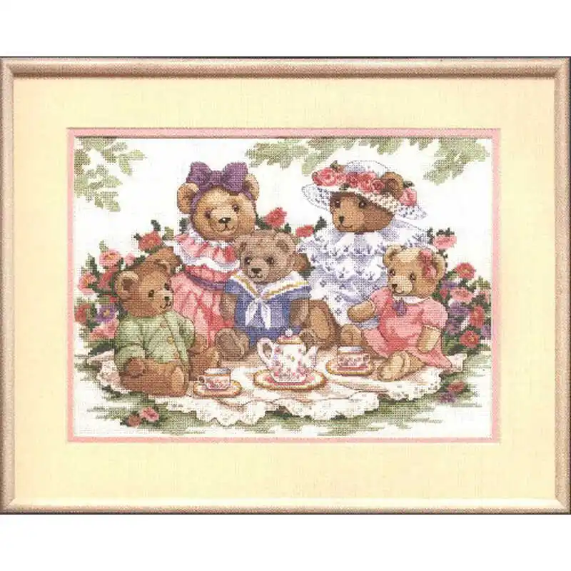 Counted Cross Stitch Kits Embroidered Home Decoration Little Bear Afternoon Tea Dim3733 Quality Beautiful