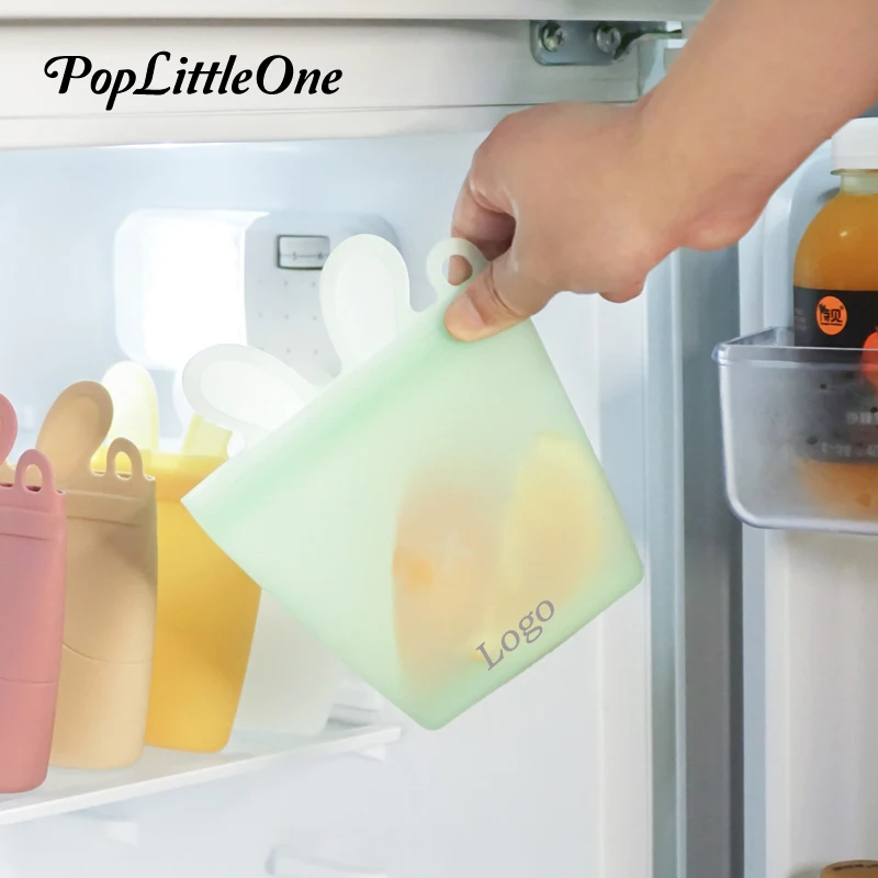 Poplittleone Baby Food Bags Snack Storage Bags Refrigerator Sealing Food Grade Silicone Children's Fresh-keeping Tote