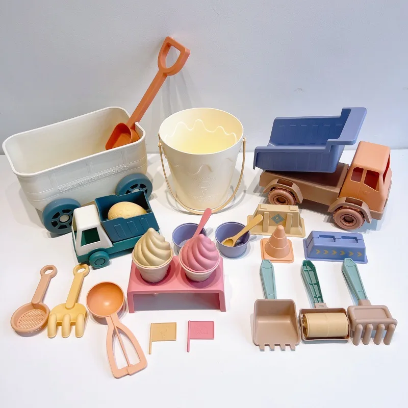 Beach Toys for Toddlers Kids Sand Toys Train Beach Truck Beach Bucket Scoop Trowel Colander Rake Sand Castle Toy Sandbox Toy