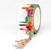 1PC. 10M Decor City Buildings 25mm Wide Washi Tape  Paper Scrapbooking Journal Adhesive Stickers Masking Tape Cute Stationery 1
